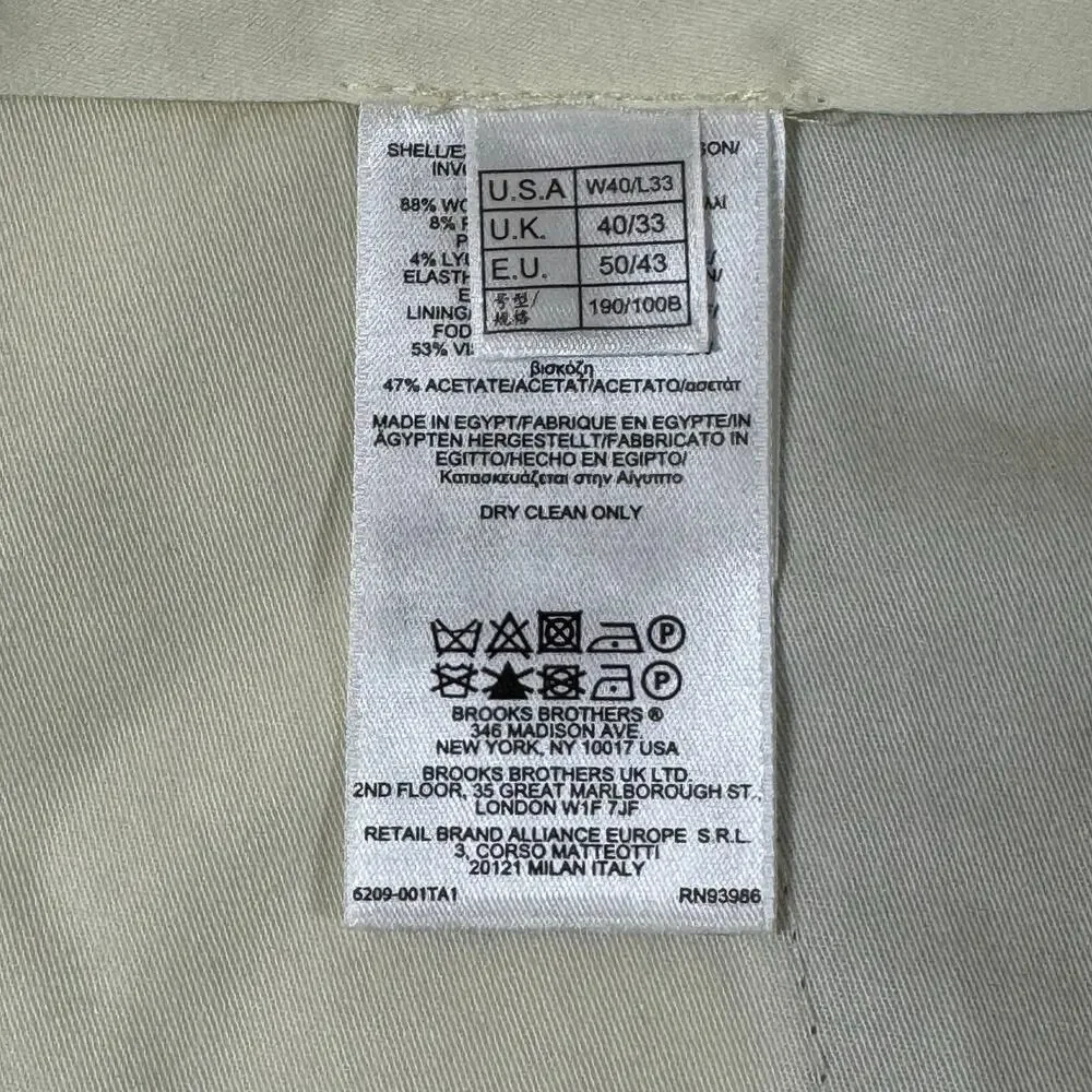 Brooks Brothers Pants Mens 40x33 Act (40x32 )Gray Explorer Fitzgerald Flat Front